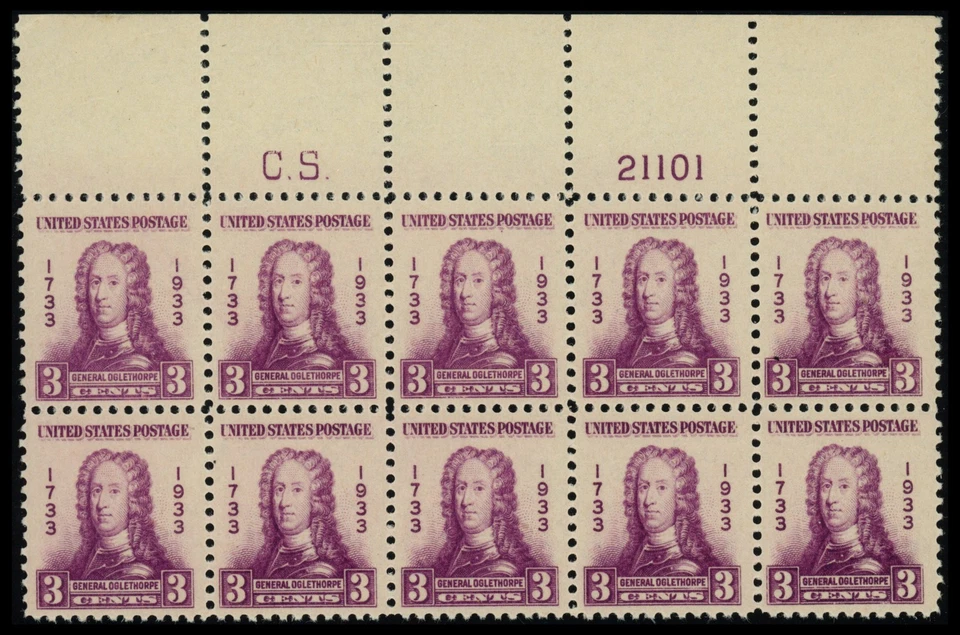USA Scott #726 Var, Plate Block of 10, C.S. in selvage, Never Hinged, (55725) - Image 1 of 1