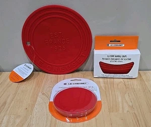 Lecreuset 7-teiliges Silikon Werkzeug Set 2 Topfgriffe, 1 Gegenschutz, 4 Untersetzer NEU - Bild 1 von 7