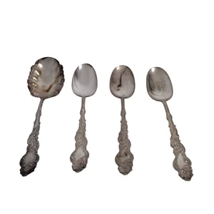 Antique Serving Spoons 4 Set 1847 ROGERS Bros 1893 COLUMBIA Silver Plated Berry - Picture 1 of 7