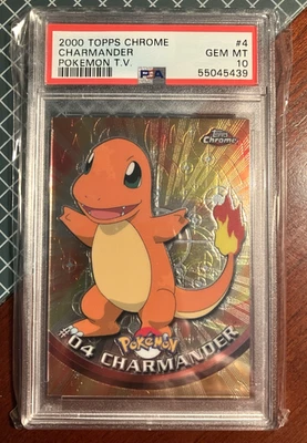 Pokemon T.V. Topps Chrome 2000 Charmander #4 azul PSA 10 gemas como nuevo Foto 1 de 2