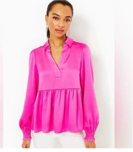 Lilly Pulitzer Jaylene Pink Long Sleeve Blouse Size 16 Retails $148 Preppy - Picture 1 of 7