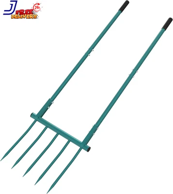 Herramienta de jardín de horquilla ancha 5 dientes 20 pulgadas horquilla ancha cultivador manual 55 pulgadas paso alto Foto 1 de 4