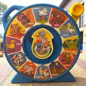 Vintage See N Say Mattel The Farmer Says Classic Blue and Yellow Toy Tested 1989 - Picture 1 of 9