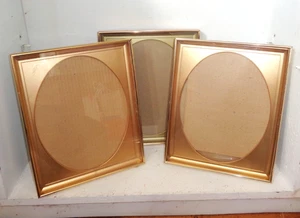 3 marcos de fotos decorativos de metal vintage de la década de 1980 ~ 8x10 con inserto ovalado - Imagen 1 de 5