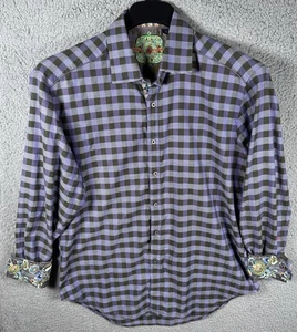 Robert Graham Hemd Herren Large Kariert Flip Manschette Freizeit Knopfleiste - Bild 1 von 9