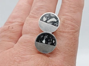 Chunky, Fully Hallmarked 925 Silver & Mosaic Opal set Round Cufflinks - Picture 1 of 7