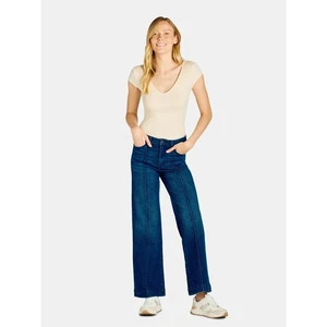 Time and Tru Damen Wide Leg Jeans mit Nahtdetails Größe 6 KURZ DUNKELBLAU - Bild 1 von 4