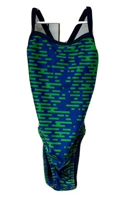 Speedo Bathing Swim Suit Girls Sz 4 Pro LT Blue Green Cutout One Piece Beach - Image 1 of 3