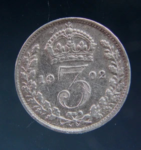 Großbritannien, 3 Three Pence Silbermünze 1902, 0,925, Stichtag - Bild 1 von 2