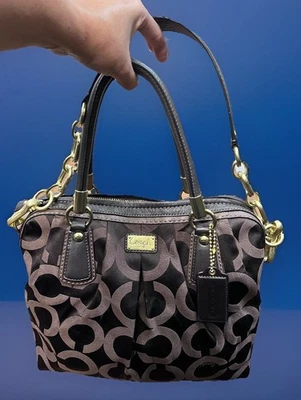 Coach Bag Kristin 15342 Sateen Leather Tote Shoulder Bag Brown - Image 1 of 4