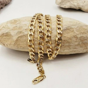 10 Kt Gelbgold hohle Panzerkette zweifarbig diamantgeschliffen 23,14 Zoll x B 6,50 mm - Bild 1 von 6