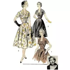 1950's Sewing Pattern: Gloria Swanson Circle Dress Bow - Bust=39” (99cm) - Picture 1 of 1