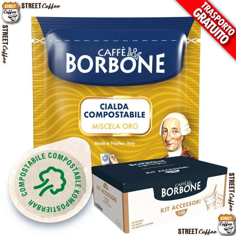 150 Cialde Caffè Borbone Miscela Oro Gialla Filtrocarta ESE 38+ Kit accessori ® - Immagine 1 di 1