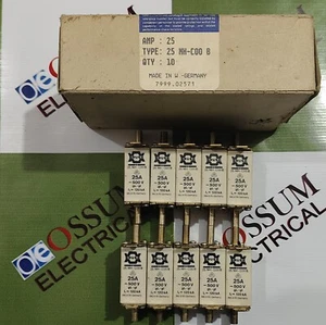 BRUSH 25NH-C0DB 25amp 500 volt gL/gG 120kAC Fuse Link Lot of 10Pcs Fast Ship - Picture 1 of 4