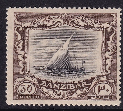 Zanzibar 1921-29 - Sg297 30r black and brown - Very lightly mounted mint Cover