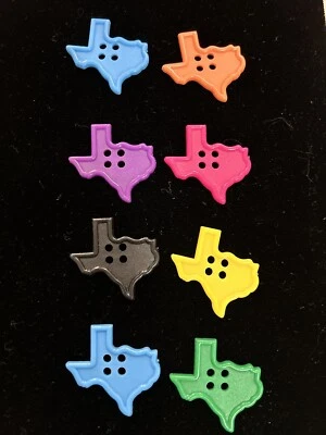 Lot 8 Texas State Silhouette Plastic Buttons Sewing Knitting Crochet DIY Craft - Image 1 of 4