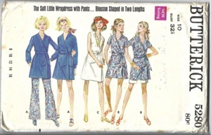 Butterick Sewing Pattern 5280, Vintage Wrap Dress, Shorts and Pants, Size 10 - Picture 1 of 3