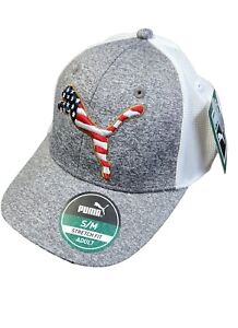  Puma Golf Pars & Stripes USA  3 Star Hat Grey Cap 3D Embroidery Men's Size S/M