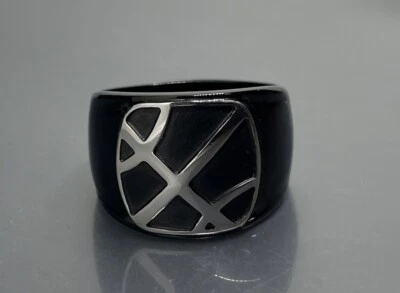 Anillo Shaquille O’Neal para Hombres 10.25 Negro Acero Inoxidable Acento de Baloncesto 16mm Foto 1 de 4