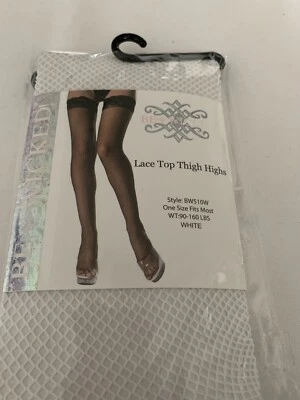 Be Wicked! White Lace Top Thigh Highs - Image 1 of 4