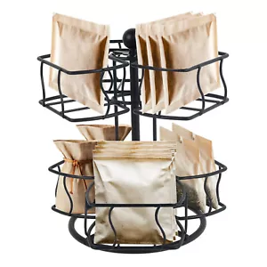 2 Tier Tea Bag Organizer 360 Degree Rotating Tea Bag Organizer Metal Tea♔ - Picture 1 of 11