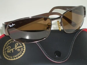 RAY BAN RB3141 LEATHER II 60 18mm BROWN TONE CRYSTAL SPORT WRAPS SUNGLASSES - Picture 1 of 9
