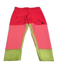 Adidas Performance GS 3/4 Tight Q2 Flared Climalite Neon Athletic Leggings NWT S - Picture 1 of 11