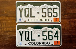 2015-2018 Generation Colorado SEQUENTIAL NUMBERS License Plates Expired Sep 2017 - Picture 1 of 2