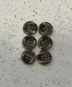 6 X Brown Cream Tortoiseshell plastic round Buttons four holes 15mm - S092 - Picture 1 of 1