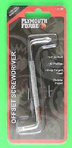 Plymouth Forge Offset Screwdriver 1/4" Slotted #2 Phillips Chrome Plated Steel - Image 1 of 1