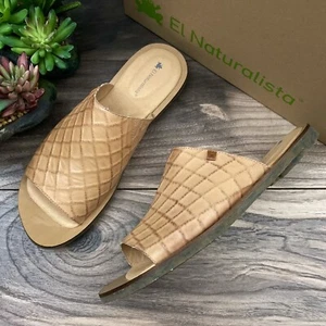 NIB El Naturalista Tulip N5185 Leather Slide Sandal Wood 39 US 8-8.5 - Picture 1 of 12