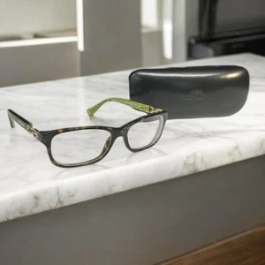 Coach HC5232 Fannie Dark Tortoise/Green Sig C Eyeglass Glasses Frames 52-16 135 - Picture 1 of 15