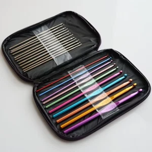 22-Piece Ergonomic Crochet Hook Set with Case, 2-8mm Knitting Needles - Picture 1 of 12