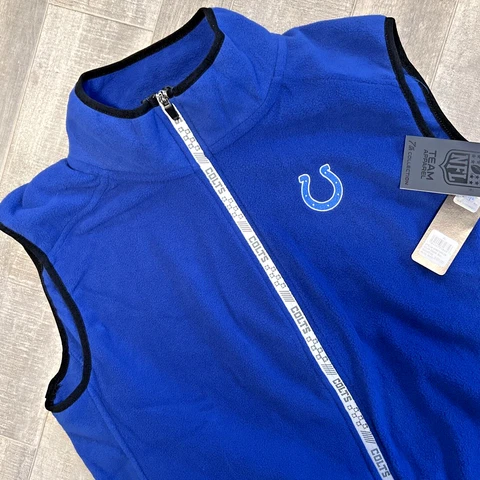 Indianapolis Colts Fleece Sweater Vest Blue Full Zip NFL Team Apparel Size XL Cover