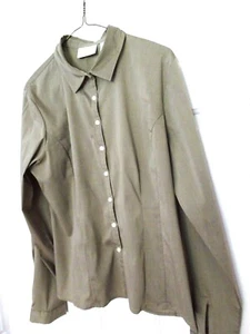 WORTHINGTON STRETCH LADIES SZ. 14 DRAB OLIVE L. SLEEVE FRONT BUTTON SHIRT/BLOUSE - Picture 1 of 5