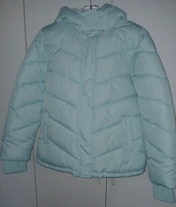 ARIZONA 1882 GIRL'S PALE BLUE HOODED PUFFY QUILTED ZIP JACKET-NWT-XL(16)-$80 TAG - Picture 1 of 6