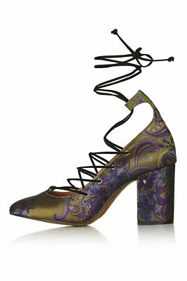 Topshop GOLD Jacquard Mid Shoes UK 2 EU 35 CH12 27 - Image 1 of 4