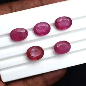 5 Pcs Natural Mozambique Ruby 13mm-14mm Oval Faceted Cut Huge Loose Gemstones - Picture 1 of 6