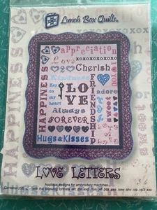 Love Letters From Lunch Box Quilts Quilt Pattern & Machine Embroidery USB - Picture 1 of 1