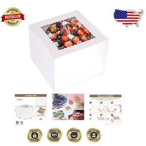 Sturdy 20-Pack White Cake Boxes with Window, Perfect for Weddings and Parties - Picture 1 of 9