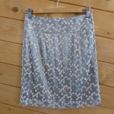 Mac & Jac Gris Floral Bordado Lápiz Falda Forrada Recta Hasta la Rodilla 2 Foto 1 de 4