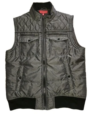 Chaleco utilitario acolchado Saks Fifth Avenue para hombre XL - Chaqueta hinchada de nailon gris Foto 1 de 4