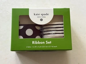 Kate Spade New York Target Ribbon Set 2 Rolls 1 In W X 3 Yd Polka Dot & Striped - Picture 1 of 4