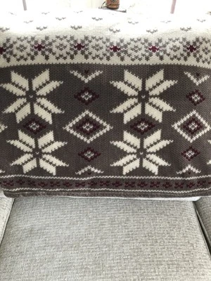 Lauren Ralph Lauren Poly Fleece Beige and Brown Fair Isle Pattern Throw Blanket - Image 1 of 4