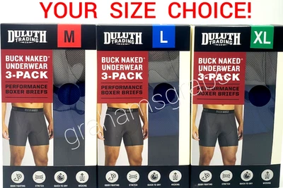 DULUTH MENS BUCK NAKED PERFORMANCE BOXER BRIEFS 3-PACK MOISTURE WICKING STRETCH - Image 1 of 4