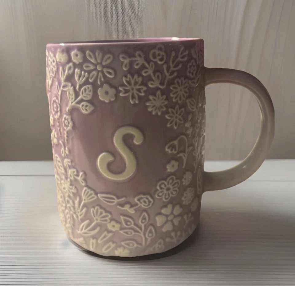 Modern Expressions Lavender Floral Mug With Monogrammed “S” New  - Image 1 of 1