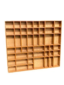 Großes Vintage 50er Jahre dunkles Holz Schmuckstück kleines Miniatur Regal mit 49 Fächern - Bild 1 von 7