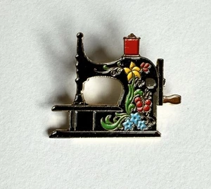 Anniversary 1971-1991 Sewing Machine Lapel Enamel Pin 20th Anniversary CLOTIDLE - Picture 1 of 3