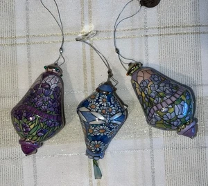 Christmas Ornaments Era Of Louis Tiffany #7 Set Of 3  Bradford Exchange - Picture 1 of 10