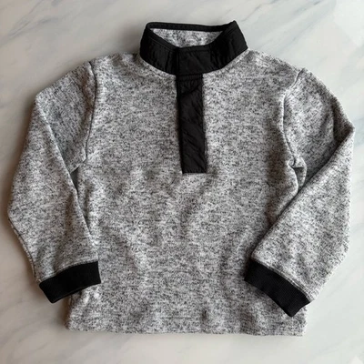 Janie & Jack Boys Marled Knit Black Grey Mock Neck Half Snap Pullover Top Size 6 - Image 1 of 4